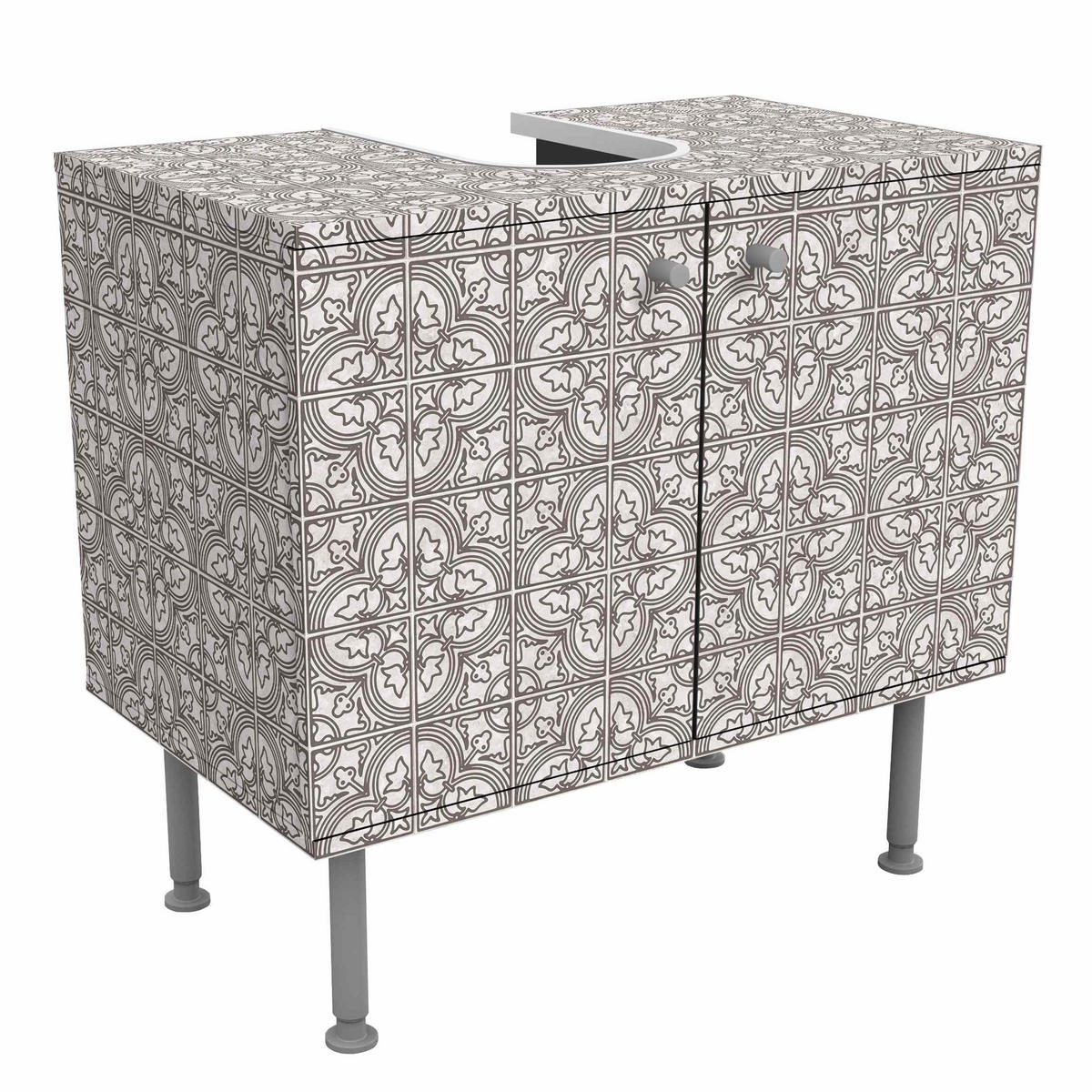 WASCHBECKENUNTERSCHRANK Fliesenmuster Faro grau 60/55/35 cm - Grau, Holzwerkstoff (60/55/35cm) - Bilderwelten