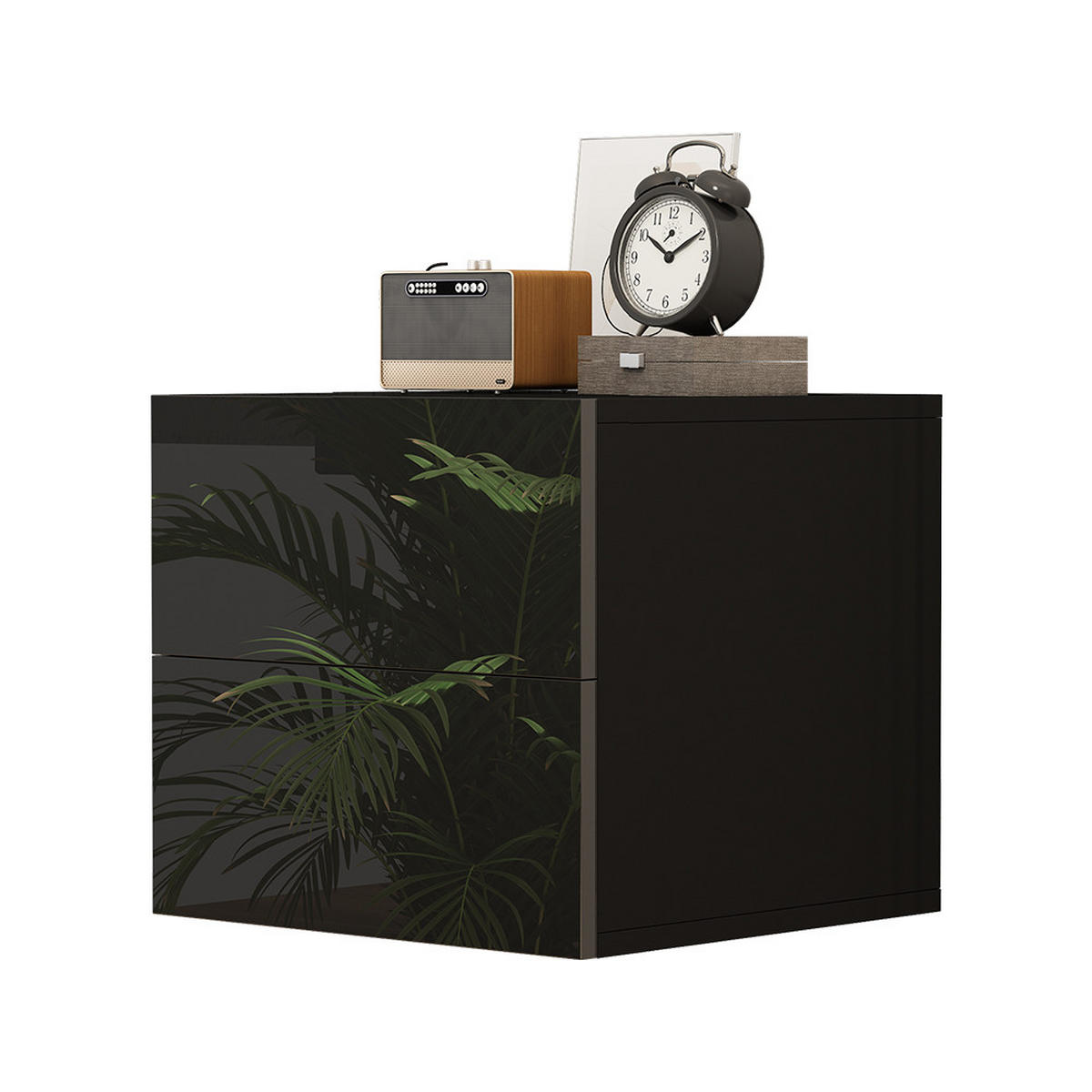 NACHTTISCH Sofie Schwarz Hochglanz 49.6 x 51.2 cm - Schwarz Hochglanz/Schwarz, Holzwerkstoff (49.6/51.2/45cm) - Vicco