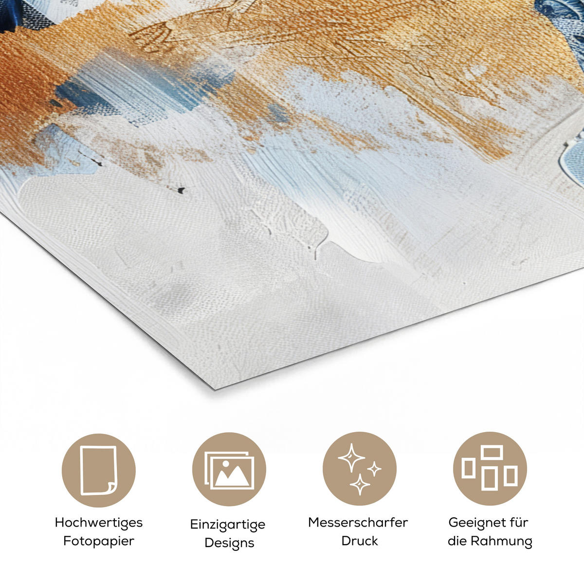 POSTER Gold - Blau - Aquarell - Kunst - Modern 60x80 cm - Hellblau, Papier (60/80/0.1cm) - MuchoWow