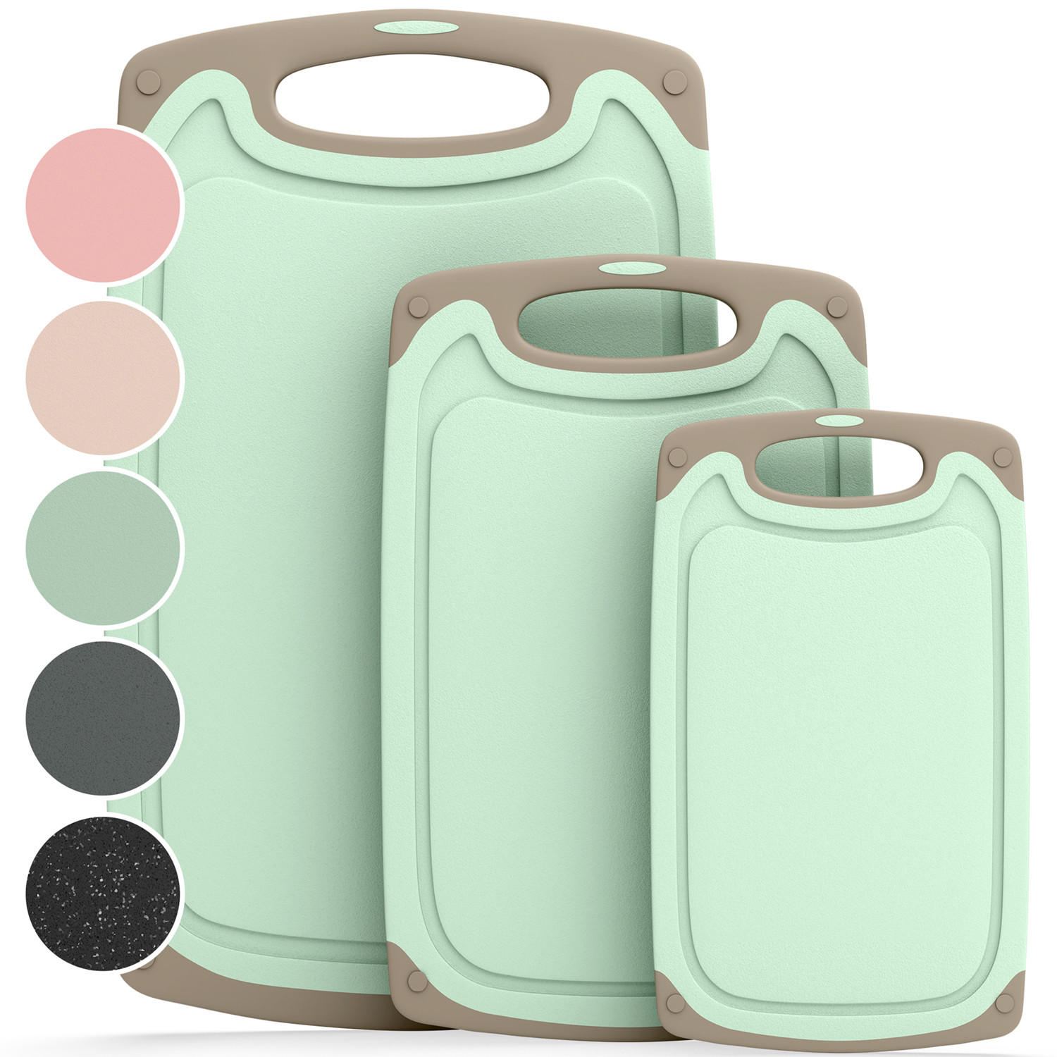 SCHNEIDEBRETT 3er Set Grün - Grün, Kunststoff (25/0.75cm) - Blumtal