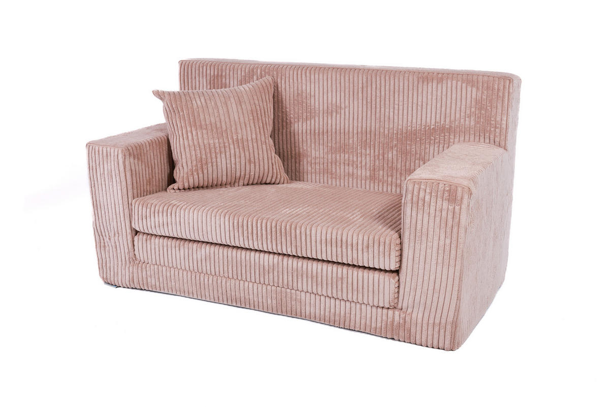 KINDERSOFA aus Kuschel-Cord in Altrosa - Altrosa, Textil (83/47/43cm) - Fortisline