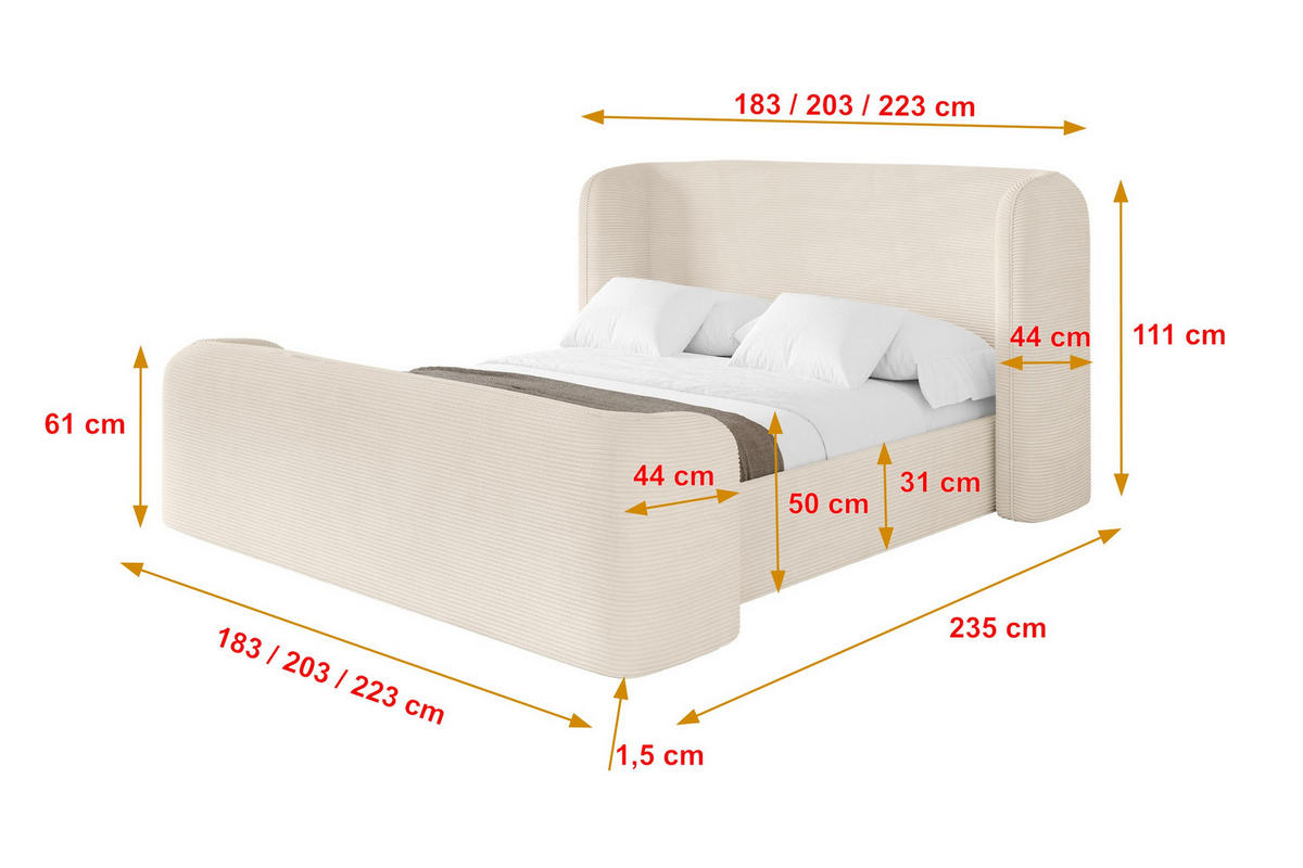 POLSTERBETT mit Bettkasten, Fußteil und Lattenrost, Boxbett ohne Matratze - ESTI-Z 160x200 Beige - Kaschmir, Holzwerkstoff/Textil (160/200cm) - ALTDECOR