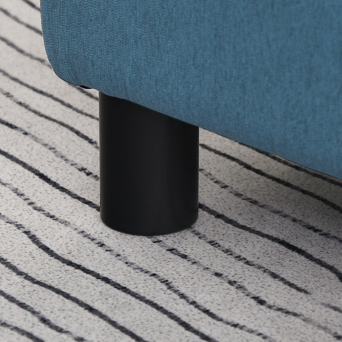 POUF DE-16384 gepolstert mit Leinenbezug Dunkelblau - Blau, Textil (30/24/40cm) - ComfortXL