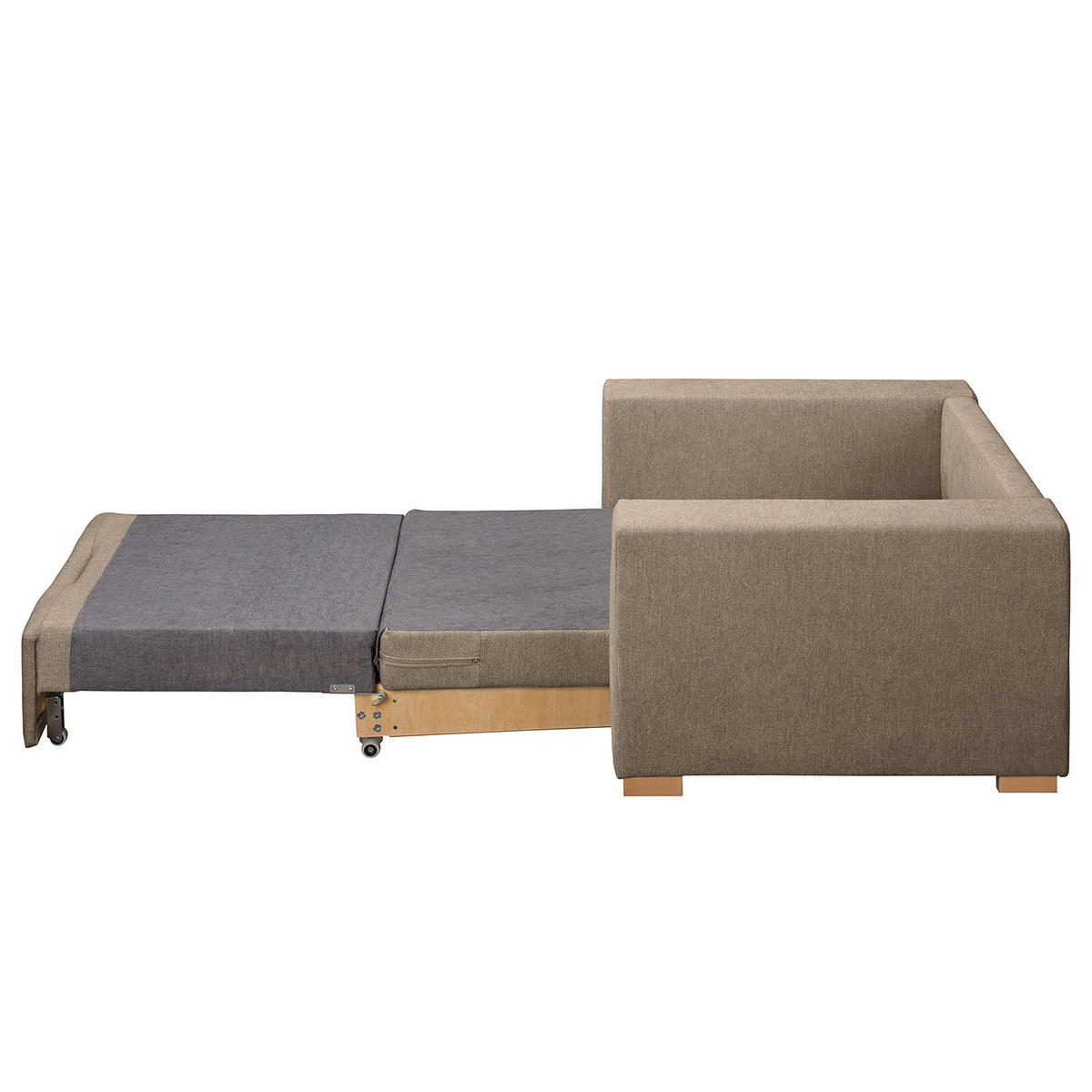 SCHLAFSESSEL - Buchefarben/Cappuccino, Buchenholz/Textil (110/90/90cm) - home24