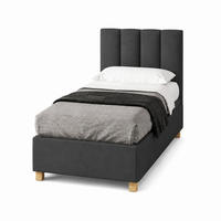 HOTELBETT EUROPA 90x200 cm, Mobil Bett auf Rollen & Koppelbar mit Bonell Matratze, 1 Stück, Dunkelgrau - Dunkelgrau, Holz/Buchenholz (90/200cm) - Trada