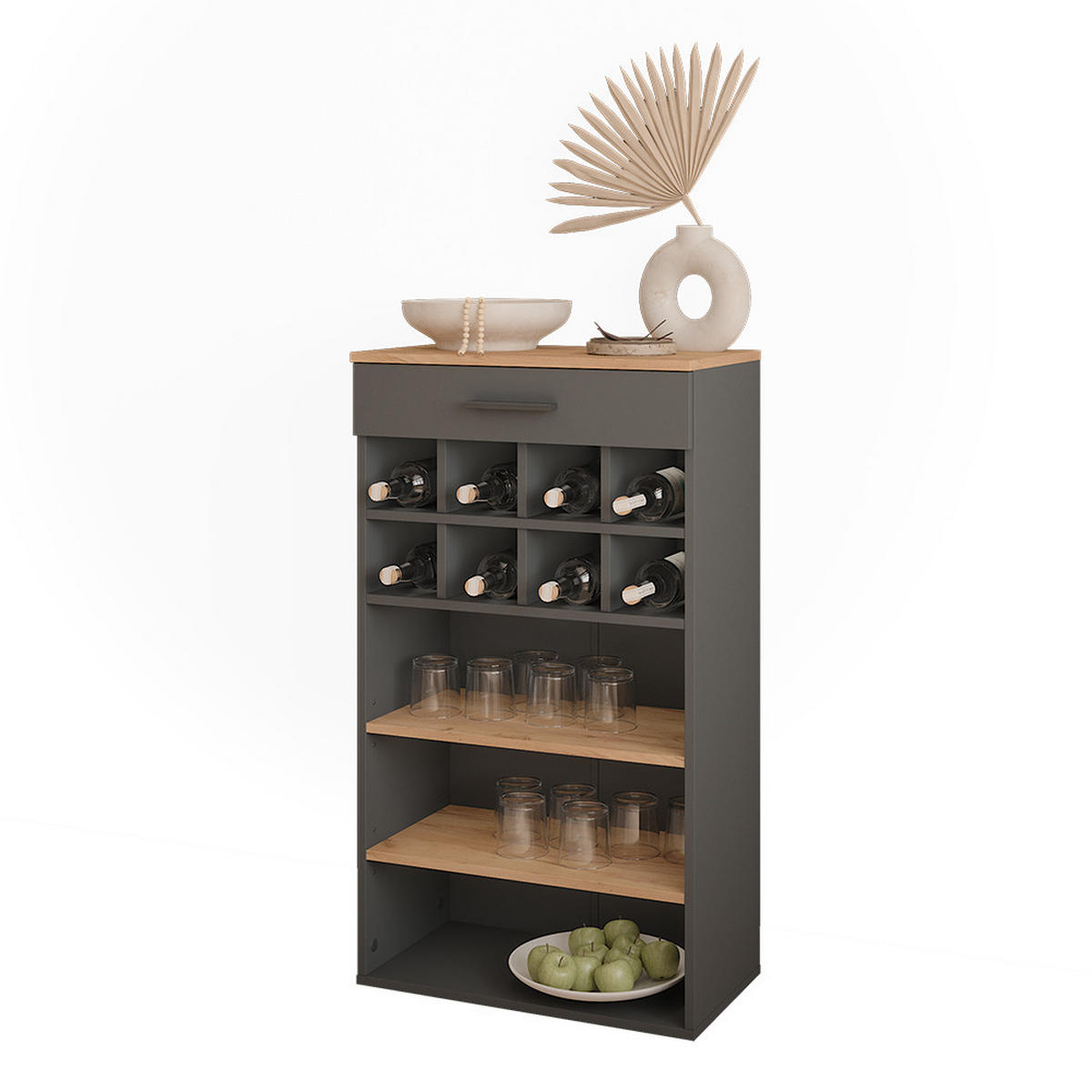 WEINREGAL Repose Goldkraft Eiche/Anthrazit 60 x 106 cm - Honigeiche/Anthrazit, Holzwerkstoff (60/106/34.5cm) - Vicco