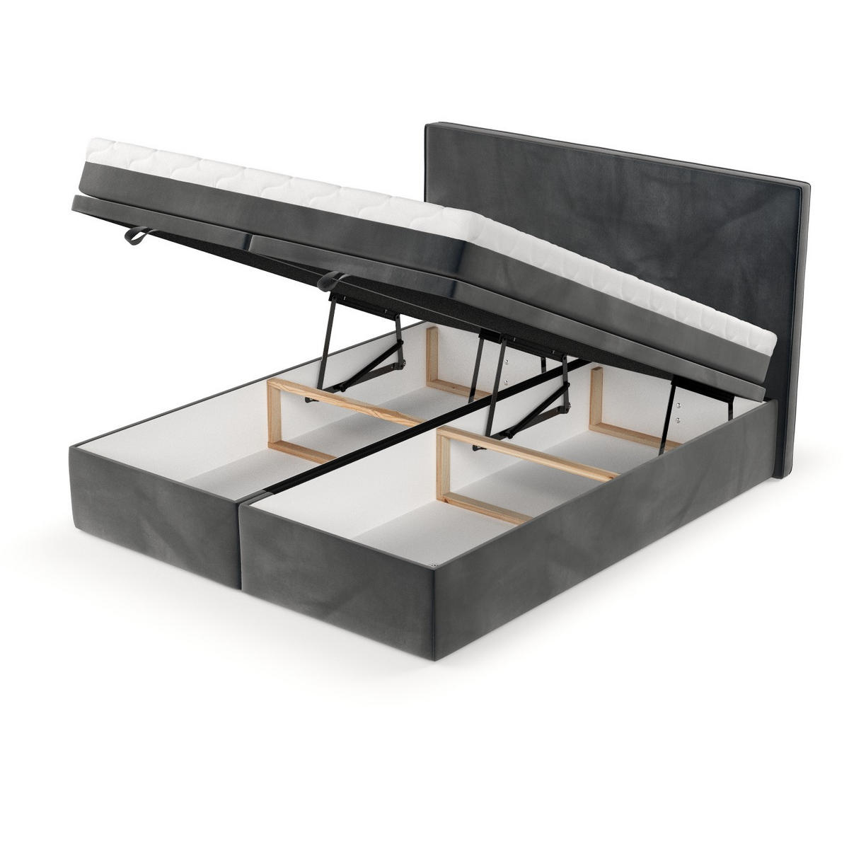 BOXBETT Zalla 160/200 cm Anthrazit im Paros Stoff - Anthrazit/Schwarz, Holz/Holzwerkstoff (160/200cm) - AltaBeds