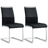 AKZENTSTUHL 2er Set mit Kunstleder- und Leinenbezug, komfortabler pflegeleichter stabiler Ess- und Küchenstuhl, schwarz - Schwarz, Kunststoff (48/95/42cm) - Luhomfu