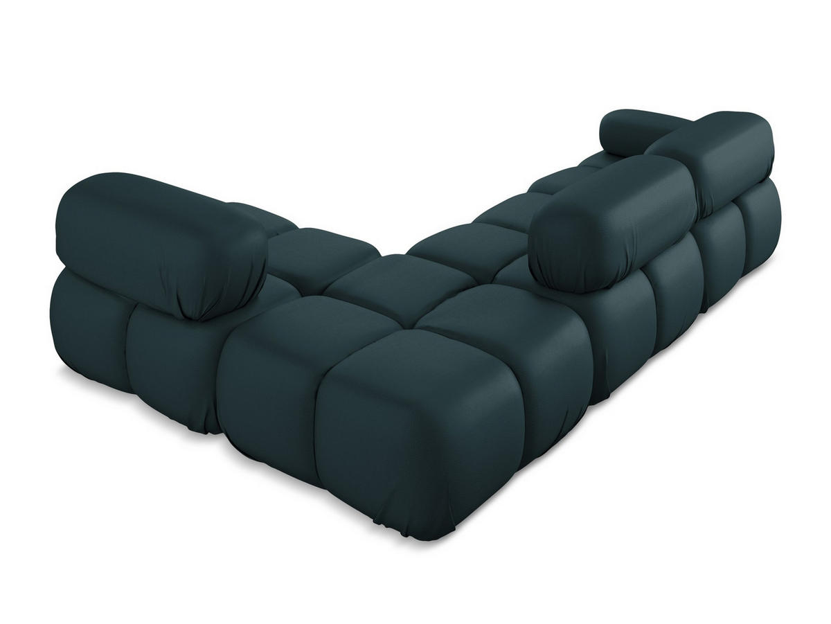 ECKSOFA Rechts Kunstleder Blau - Blau/Petrol, Leder/Kunststoff (285/190cm) - Makamii