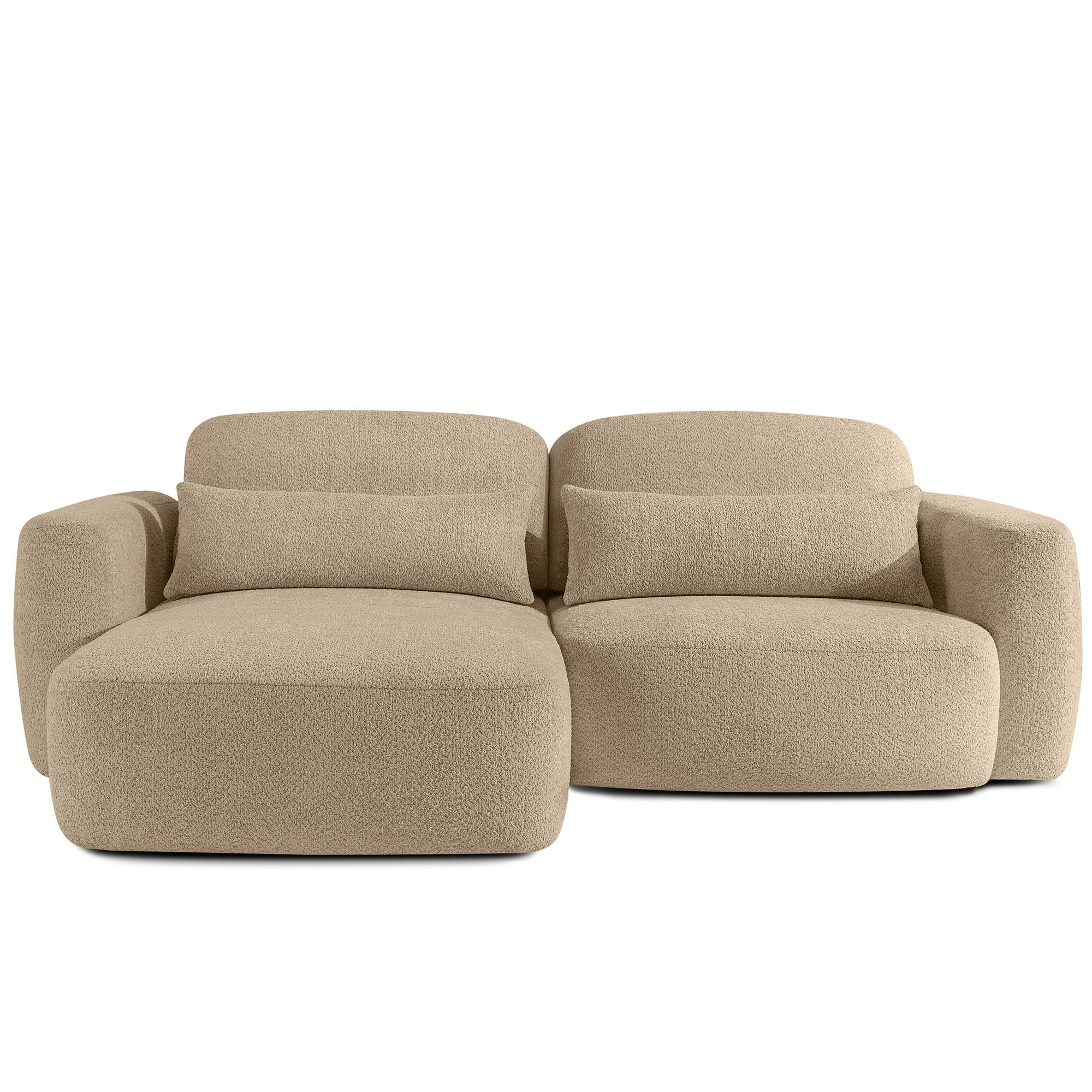 ECKSOFA links ELOSA - Ecru, Holz/Textil (245/165cm) - KONSIMO®