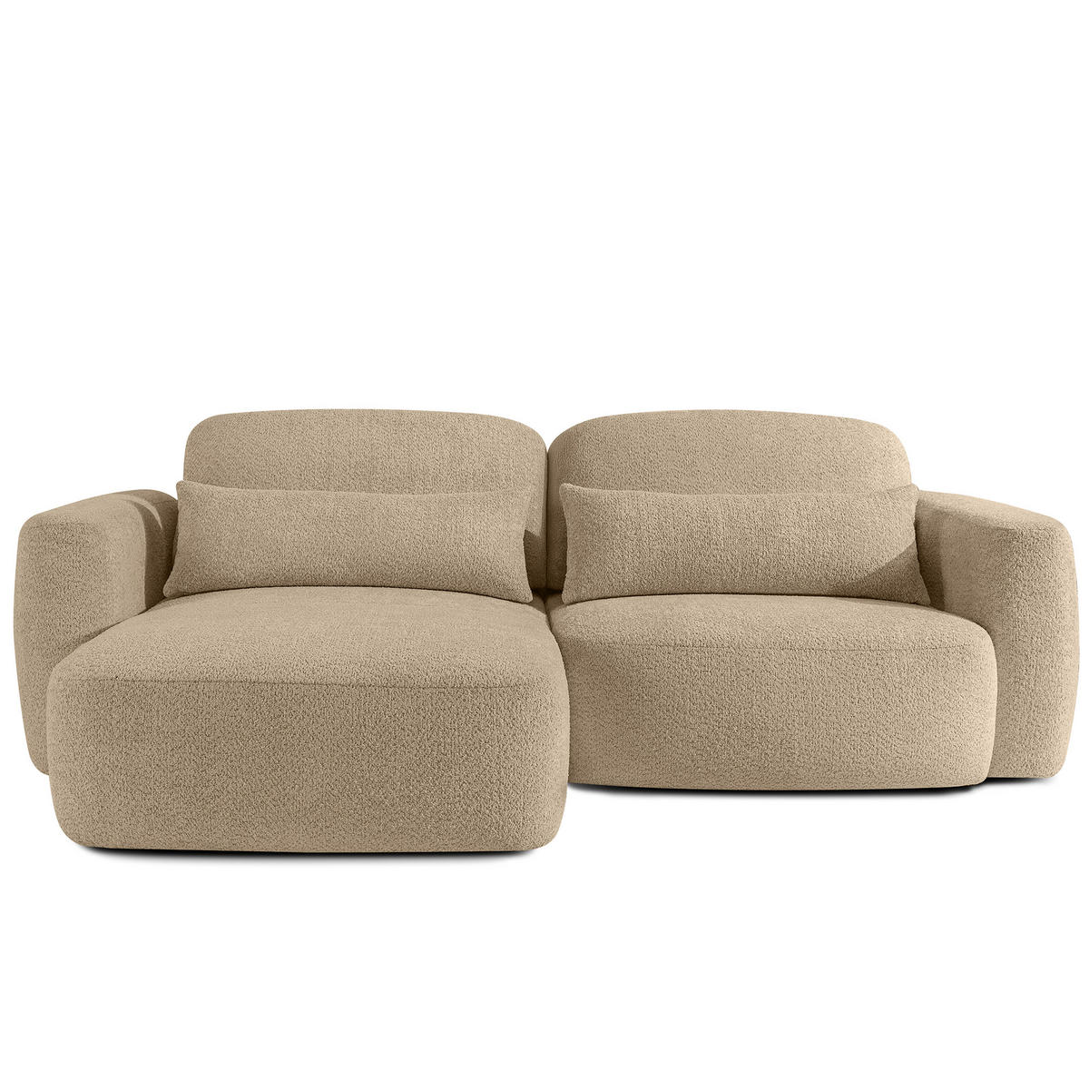 ECKSOFA links ELOSA - Ecru, Holz/Textil (245/165cm) - KONSIMO®