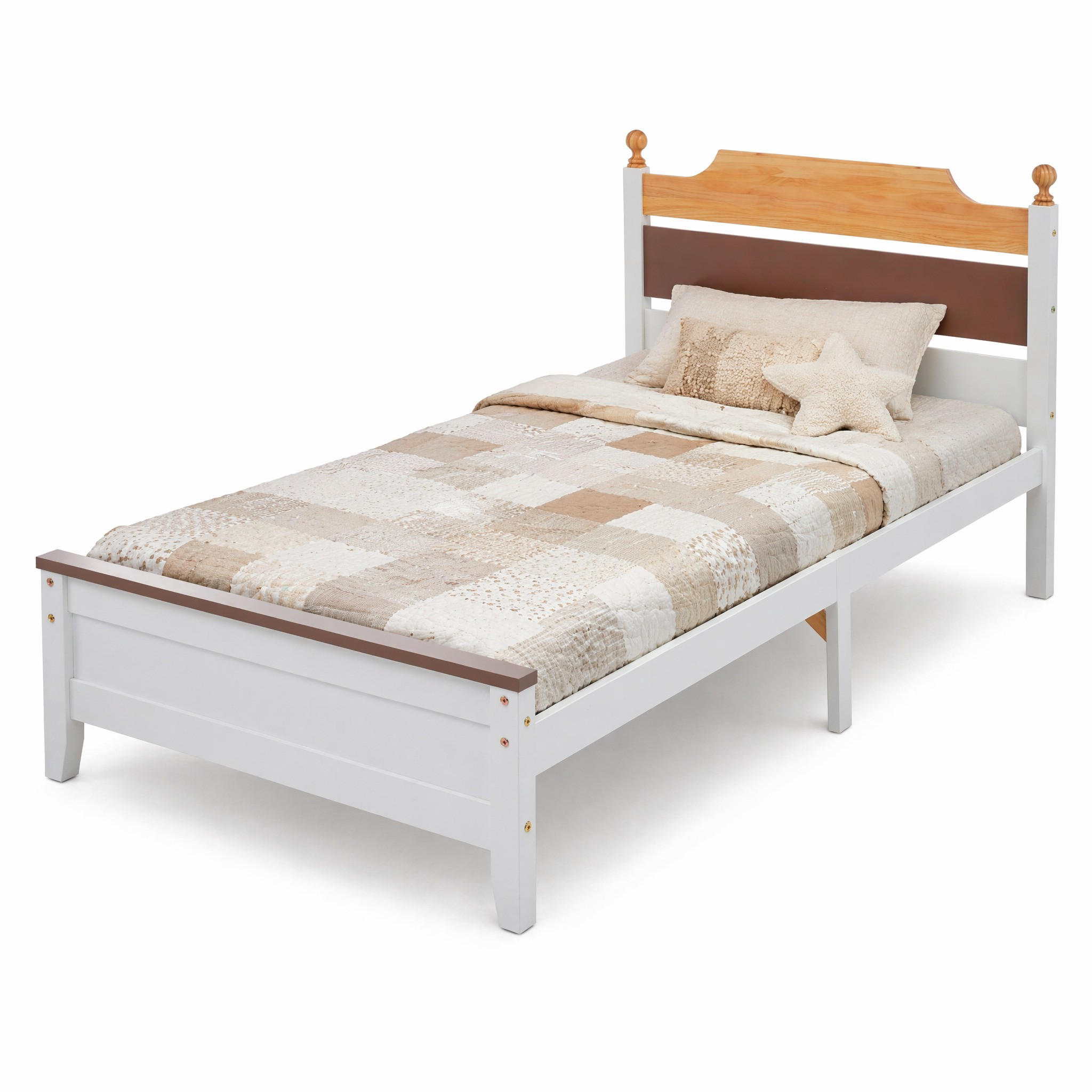 JUGENDBETT 90/200 mit Kopfteil, Fußteil und Lattenrost in Weiß - Weiß, Holzwerkstoff (90/200cm) - EVRYAE