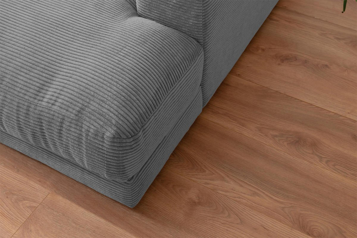 BIG SOFA XL MADELINE Grau Cord - Schwarz/Grau, Kunststoff/Textil (290/85/190cm) - KAWOLA