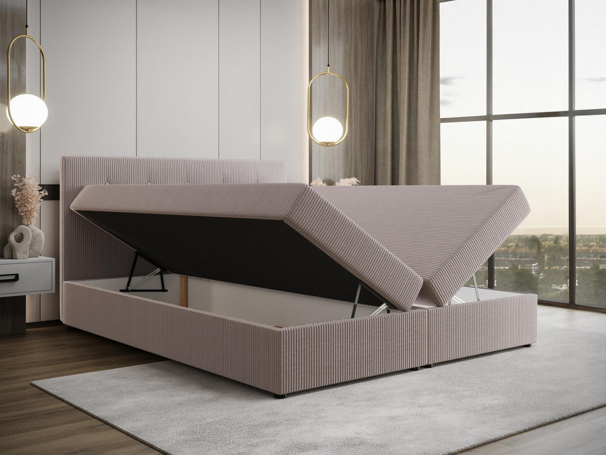 BOXBETT FADO 22 mit Matratze H3, Bonell und Topper 140x200 Zoom 19 - Hellgrau, Holz/Textil (140/200cm) - Bedante