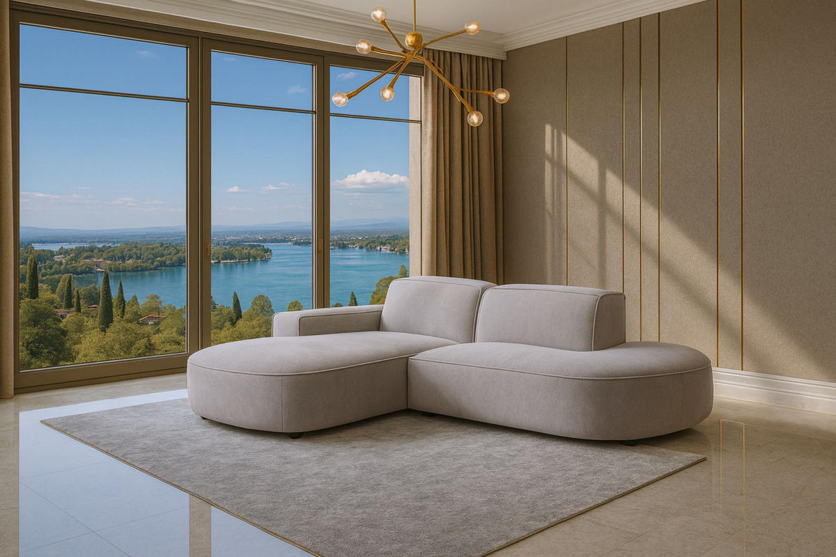 ECKSOFA Cursal Atelier, Stoff Salvador, Grau, Links - Grau, Holz (284/166cm) - Kaiser Möbel