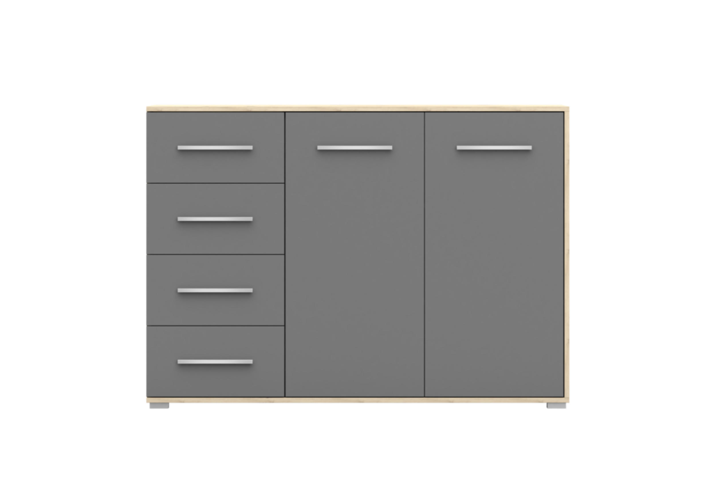 KOMMODE - Highboard IRYS 01 2D4S Artisan + Grau - Eiche Artisan/Grau, Holzwerkstoff (135/95/45cm) - Möblo