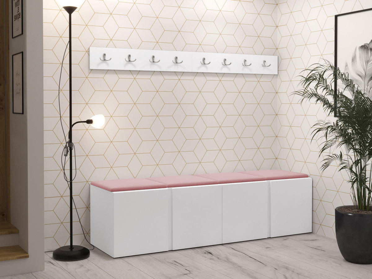 GARDEROBEN-SET Orion VII - Weiß/Rosa, Holzwerkstoff/Kunststoff (168/42/46cm) - MIRJAN24