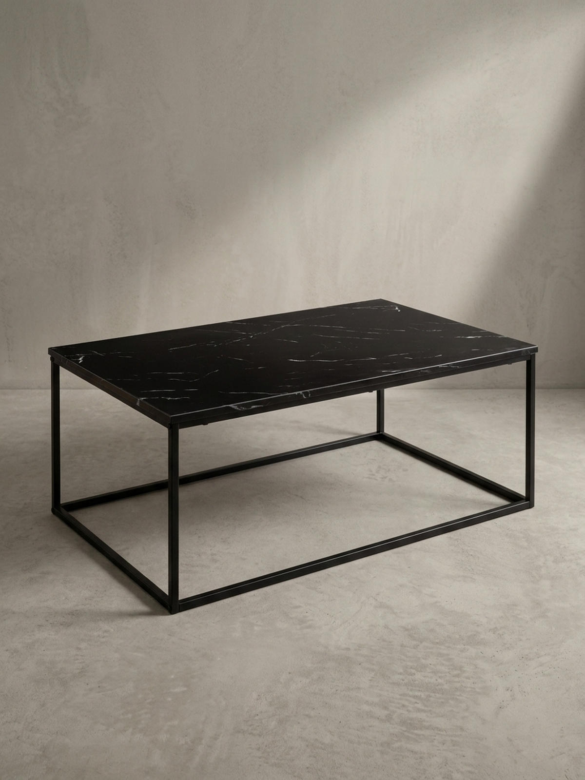 COUCHTISCH mit Marmor-Optik, Metallbeine, rechteckig, Serie MARBRIX, Schwarz 100x60x40 cm - Schwarz, Holz/Metall (60/100/40cm) - KADIMA DESIGN