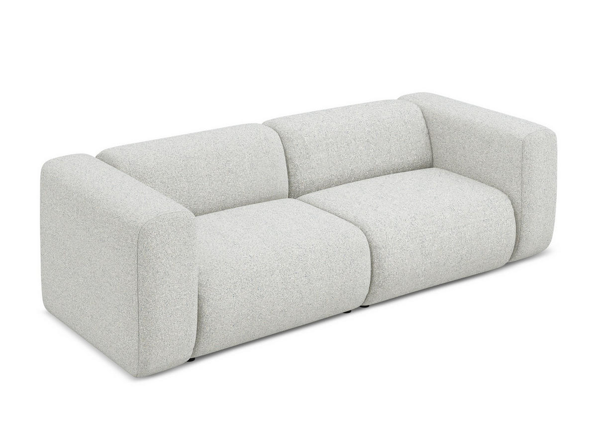 3-SITZER SOFA Strukturstoff Stoff Beige - Beige/Schwarz, Kunststoff/Textil (228/70/89cm) - Makamii