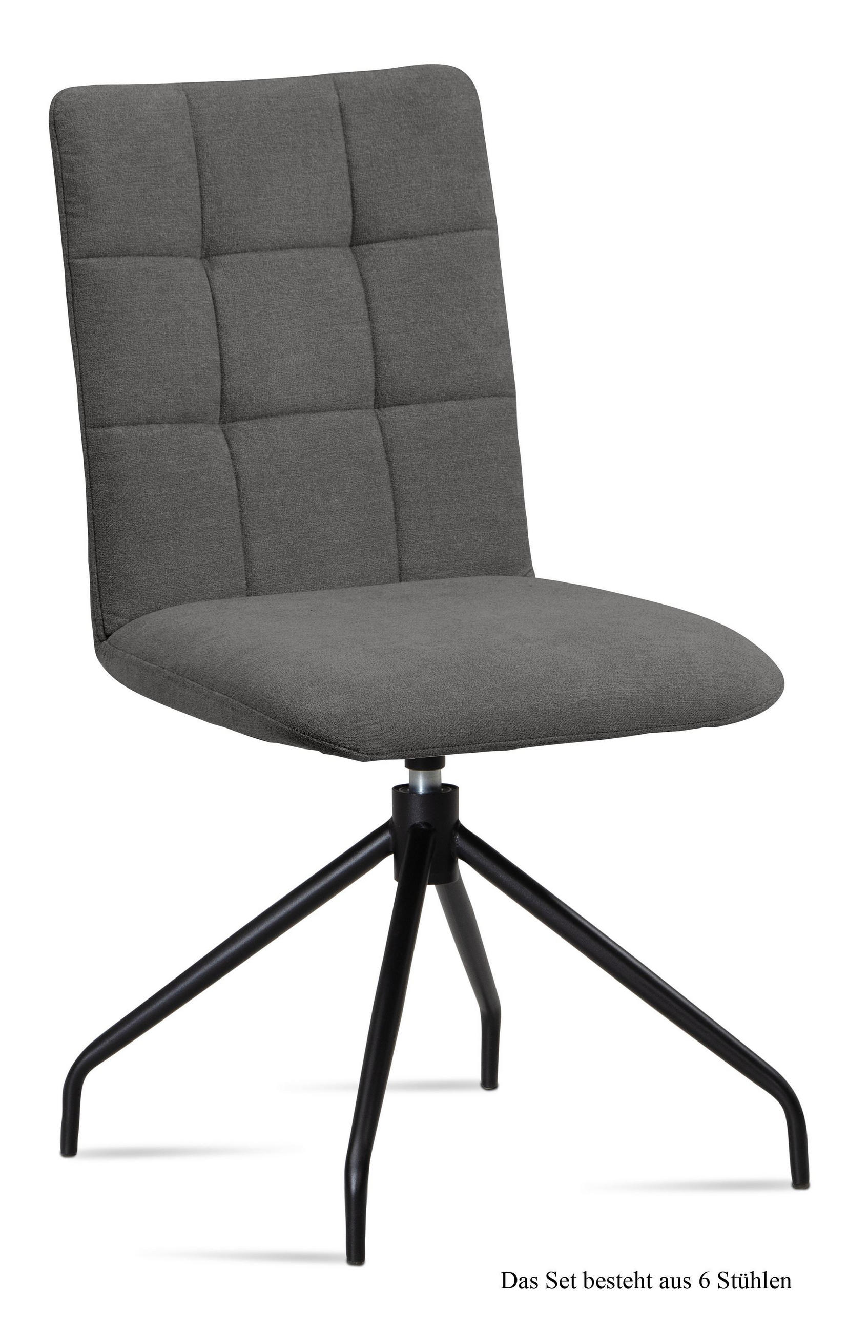 ESSZIMMERSTUHL drehbar (6er-Set) Dolley 47x91x60 Schwarz/Grau - Schwarz/Grau, Kunststoff (60/91/47cm) - 58aufmkessel