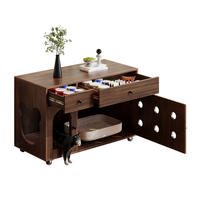 SIDEBOARD Nussbaumfarbe aus MDF 100×45×66cm als Katzenkloschrank mit Sandauffangplatte und Schubladen - Nussbaumfarben, Holzwerkstoff (45/66/10cm) - Luhomfu