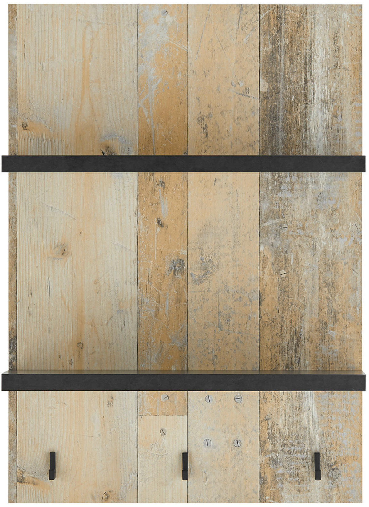KÜCHENREGAL Used Wood Vintage 60 cm, Gewürzregal mit Ablagen und Haken - Anthrazit/Naturfarben, Holzwerkstoff (60/84/21cm) - Furn.Design