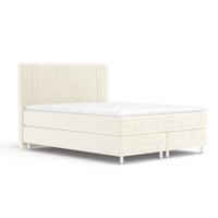 BOXSPRINGBETT Casone Creme 200/200 cm mit Latex-Topper - Silberfarben/Creme, Holz/Holzwerkstoff (200/200cm) - Maison de Reve