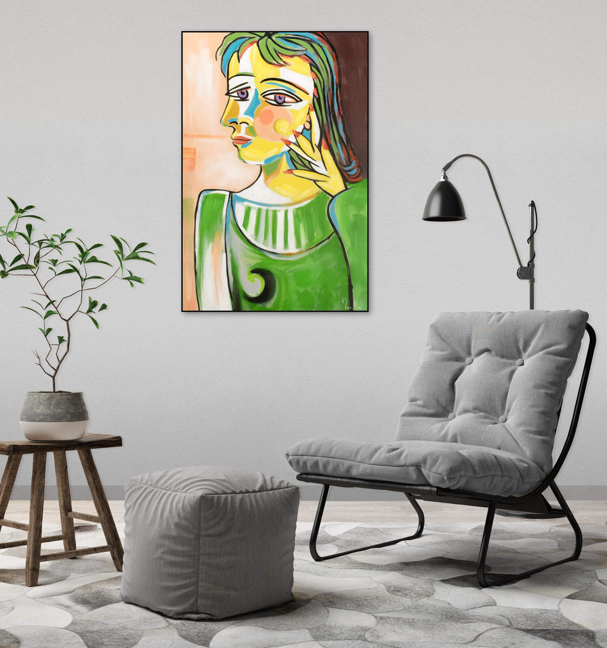 ACRYLBILD HANDGEMALT 60/90 cm - Grün, Holz/Textil (60/90cm) - KUNSTLOFT