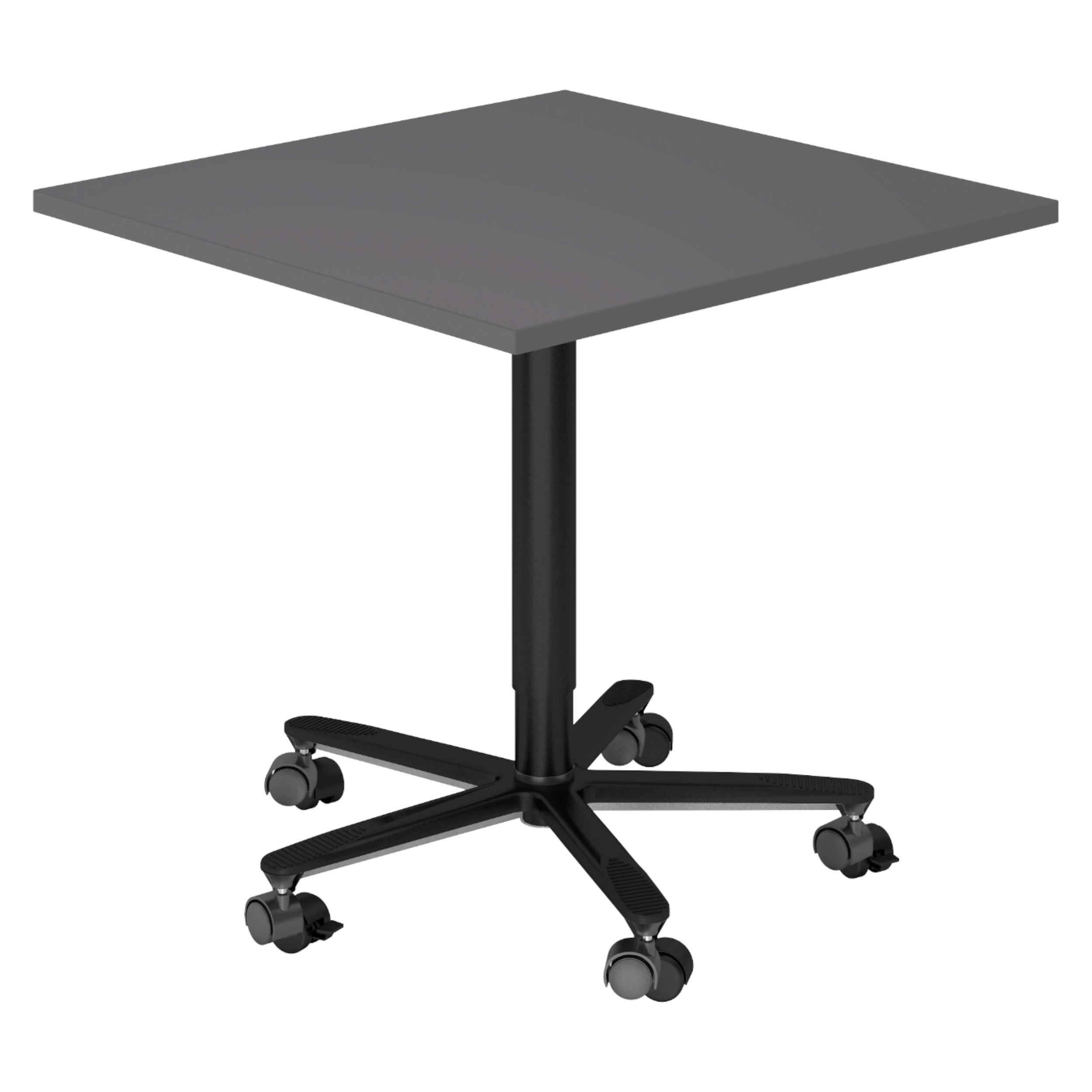 SÄULENHUBTISCH eckig ST 80/80/74 cm in Graphitfarben/schwarz - Graphitfarben/Schwarz, Holzwerkstoff (80/80/74cm) - bümö