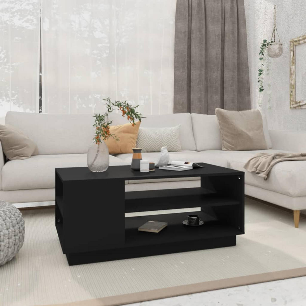COUCHTISCH Schwarz 102x55x43 cm Holzwerkstoff - Schwarz, Holzwerkstoff (102/55/43cm) - furnicato
