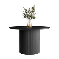 RUNDER Esstisch OVI mit geriffeltem Untergestell Schwarz - Schwarz, Holzwerkstoff (120/120/76cm) - Lookway