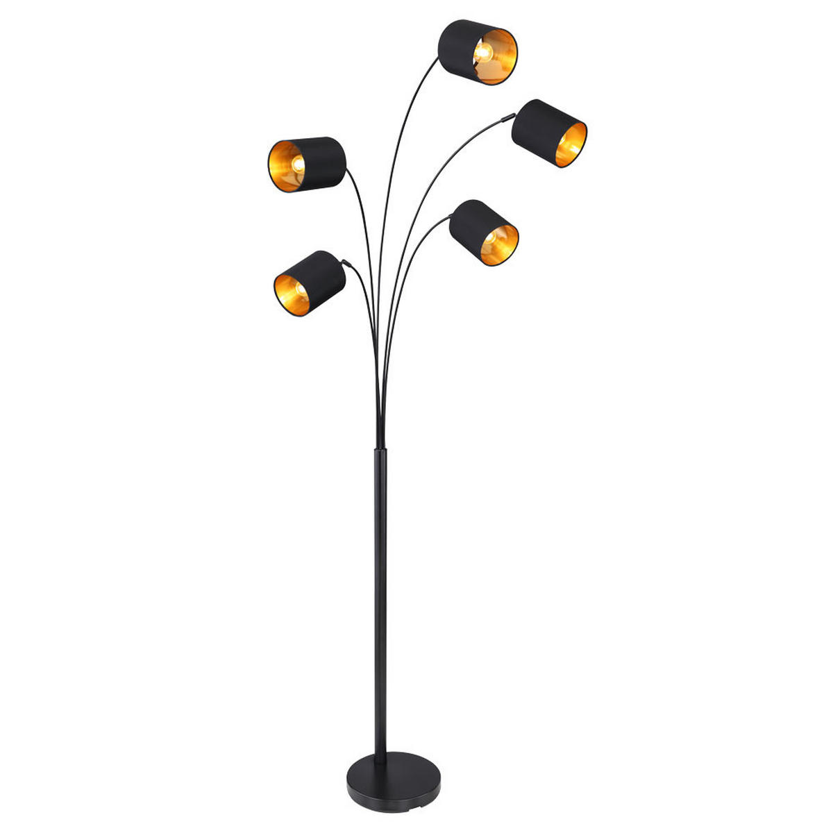 LED STEHLEUCHTE Schwarz Gold Textilschirme - Schwarz, Metall (74/70/204cm) - Globo Lighting