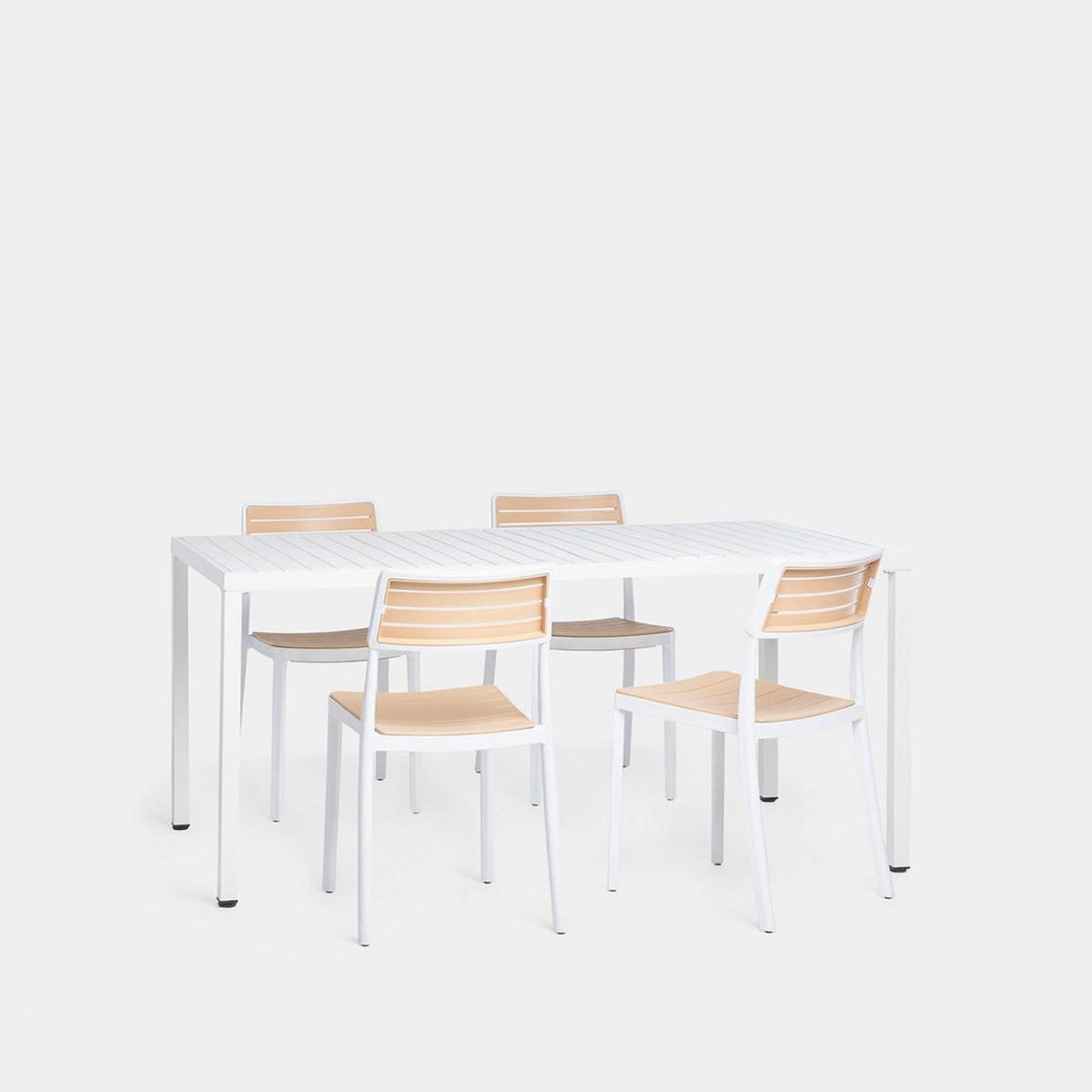 GARTEN-SET mit Tisch und 4 stapelbaren Stühlen in Weiß Hilda - Weiß, Kunststoff - Klast Home