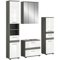 BADKOMBINATION 4tlg. Blake Bad in Rauchsilber Nachbildung und weiß hochglanz B/H/T: 160x191x34 cm - Anthrazit, Holz (160/191/34cm)