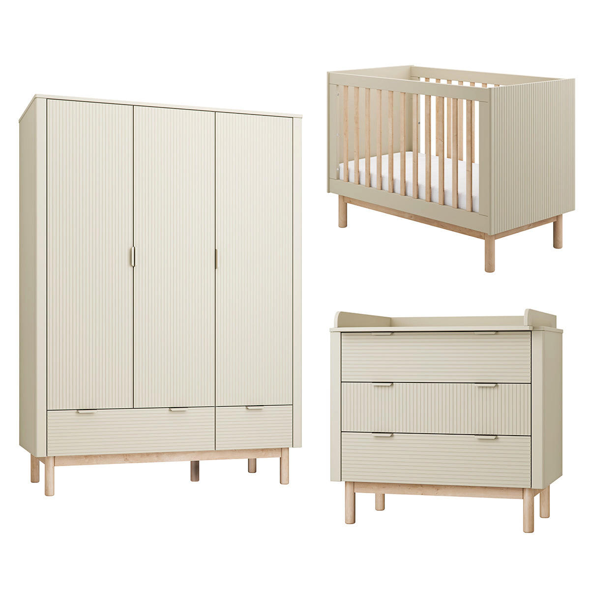 SOBA ZA BEBE 3-dijelniMiloo Šampanjac - bež, drvni materijal (123.5/87.5/66cm) - Petits-meubles