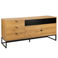 SIDEBOARD - 180 cm - Eichefarben/Schwarz, Holzwerkstoff/Kunststoff (180/75/40cm) - home24