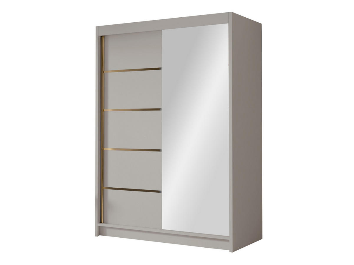 SCHIEBETÜRENSCHRANK Lungo III - Goldfarben/Naturfarben, Holzwerkstoff/Metall (120/200/58cm) - MIRJAN24