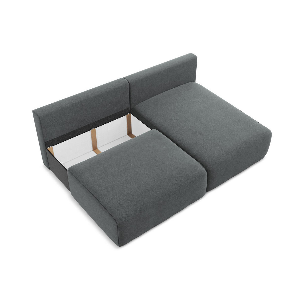 ECKSOFA mit Schlaffunktion rechts Strukturstoff Stoff Grau - Schwarz/Grau, Kunststoff/Textil (210/149cm) - Makamii