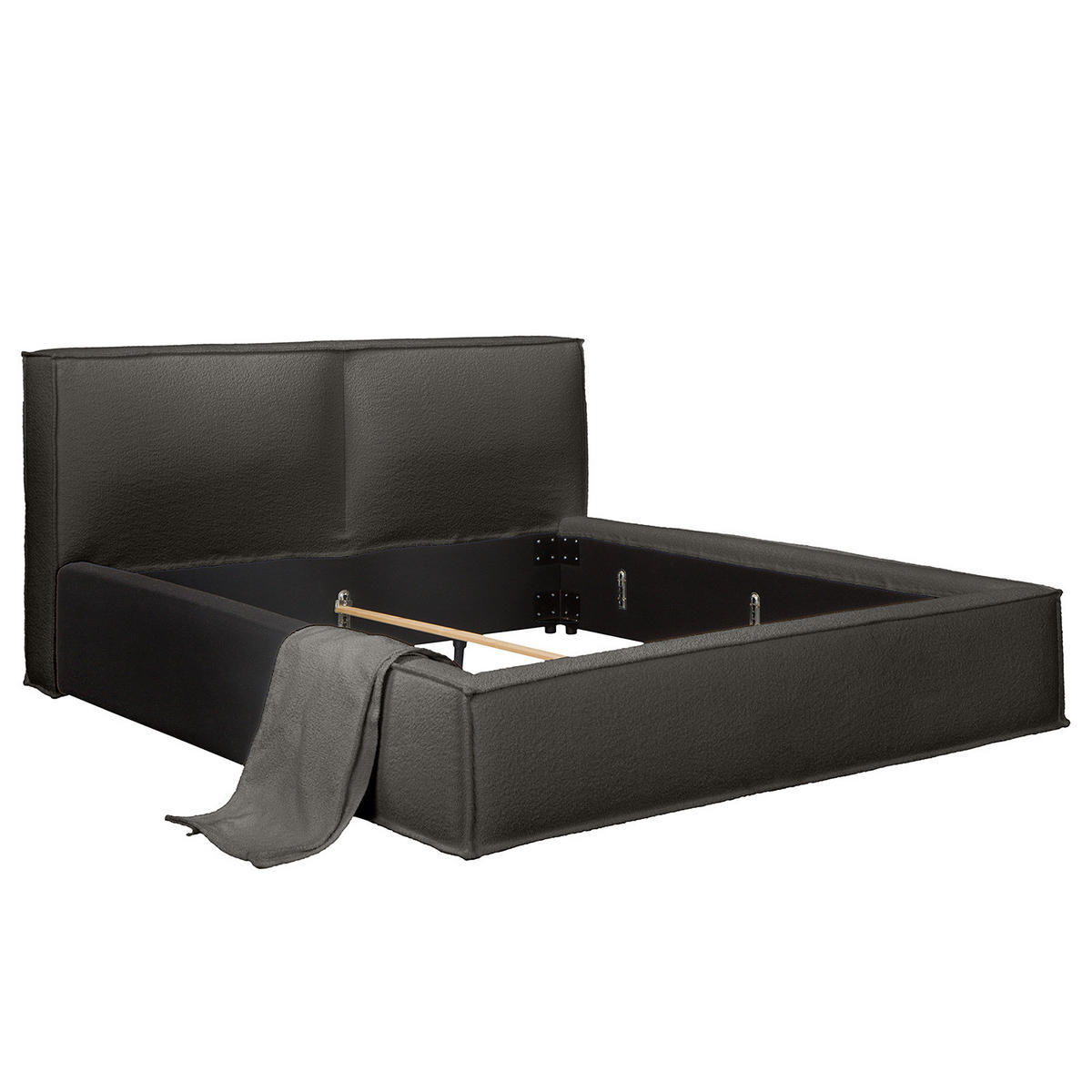 POLSTERBETT - Anthrazit, Textil (220/200cm) - home24