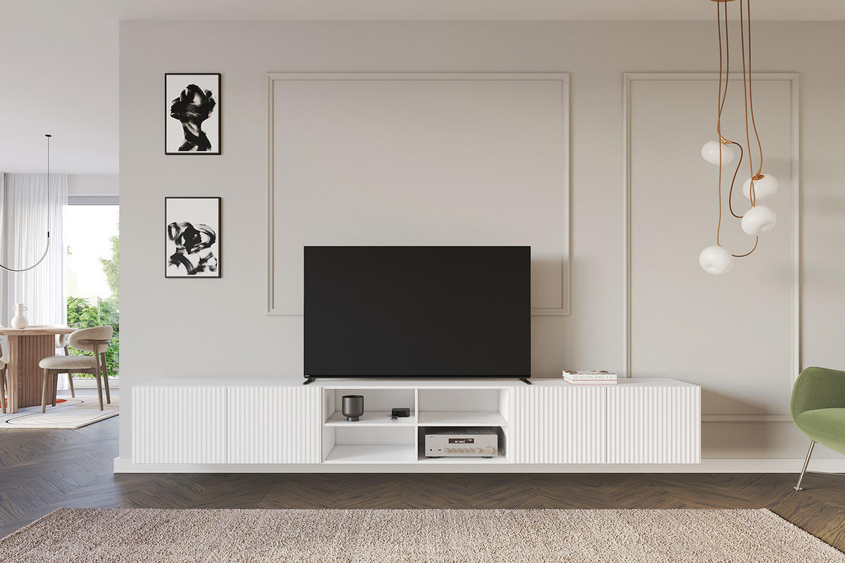 LOWBOARD NOA-2-W 3x100x40x41 cm - Weiß - Weiß, Holzwerkstoff (300/40/41cm) - ALTDECOR