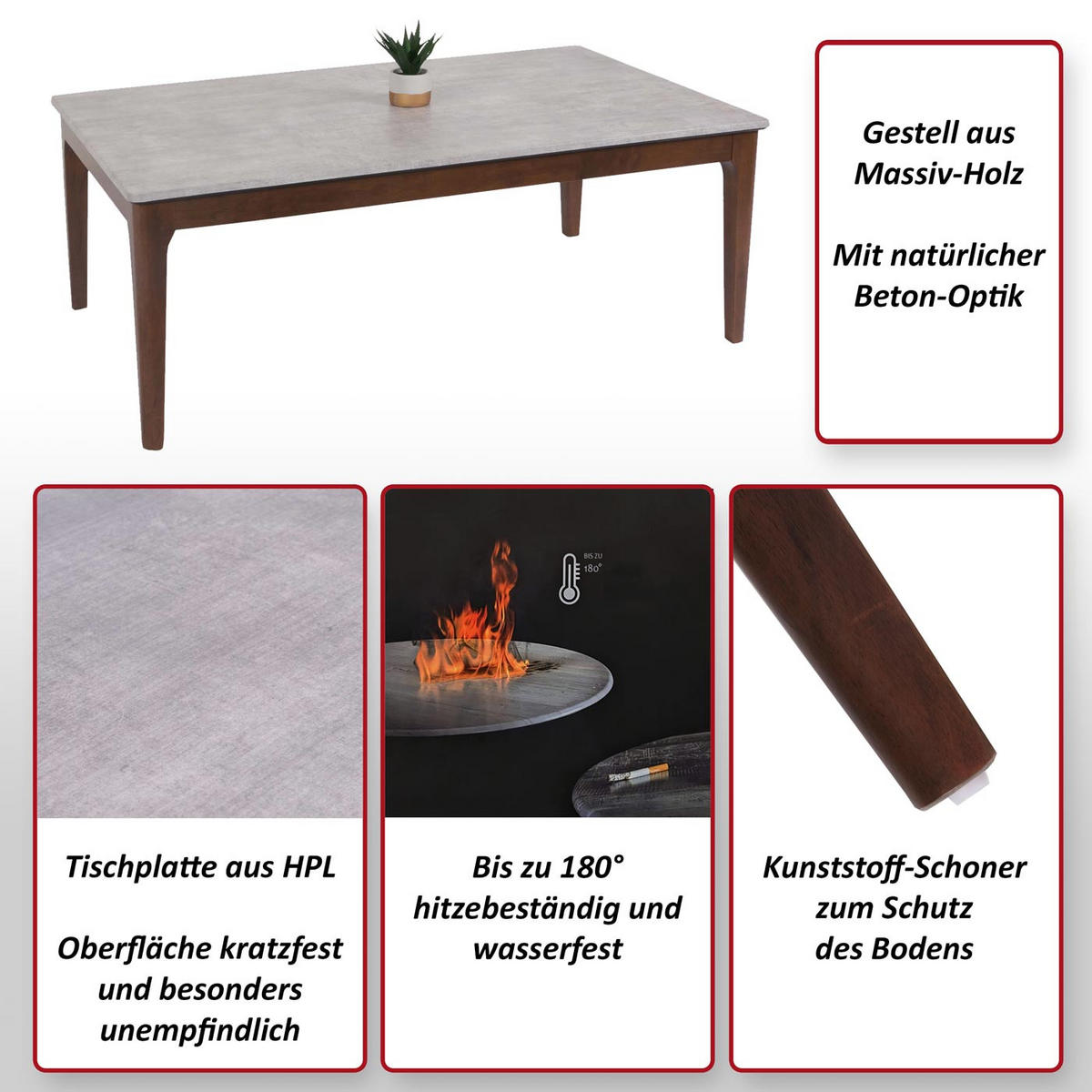 COUCHTISCH rechteck Grau - Grau, Holz (70/120/46cm) - MCW