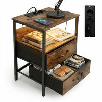 ODKLÁDACÍ stůl - hnědá, kov/kompozitní dřevo (30/40/60cm) - Relaxdays