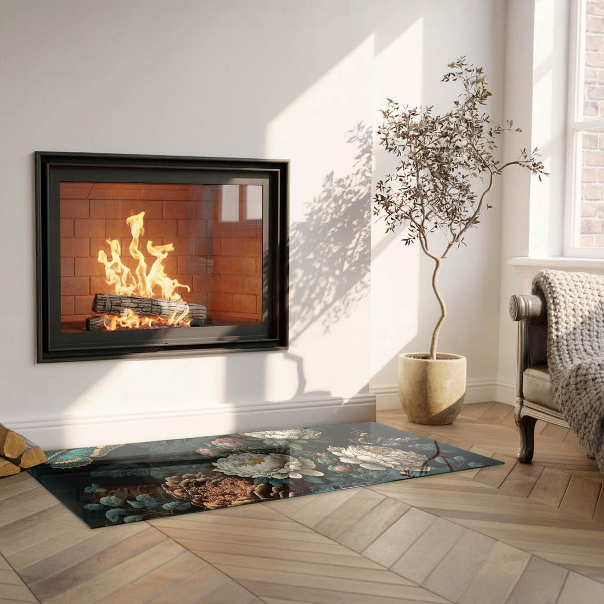 GLASPLATTE für Kamin 125x50 cm - Grün, Glas (125/50/0.4cm) - TULUP