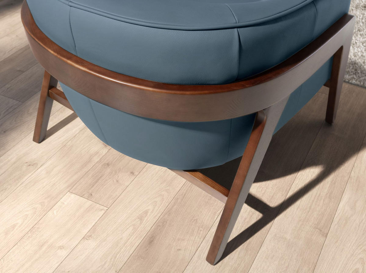 SESSEL in Petrolblau 82/87/73 cm - Walnussfarben/Petrol, Leder/Holz (82/73/87cm) - ANGEL CERDA