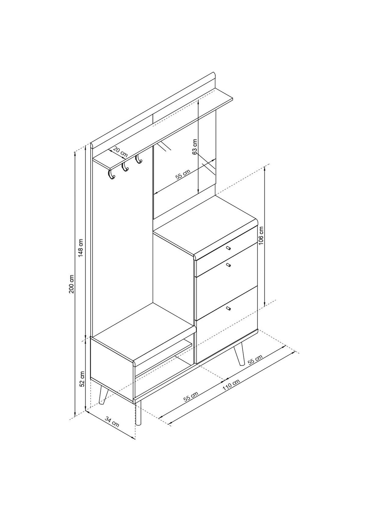 GARDEROBENPANEEL – PG110 – 200 cm – Primo – Weiß / Sonoma Eiche - Weiß, Holzwerkstoff (110/200/34cm) - hi-markt