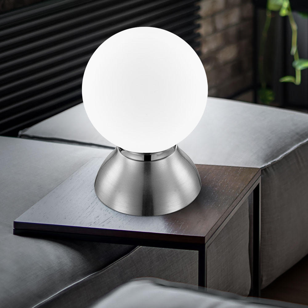 LED TISCHLEUCHTE Kitty Silber Metall - Silberfarben, Glas (14/14/20cm) - Globo Lighting