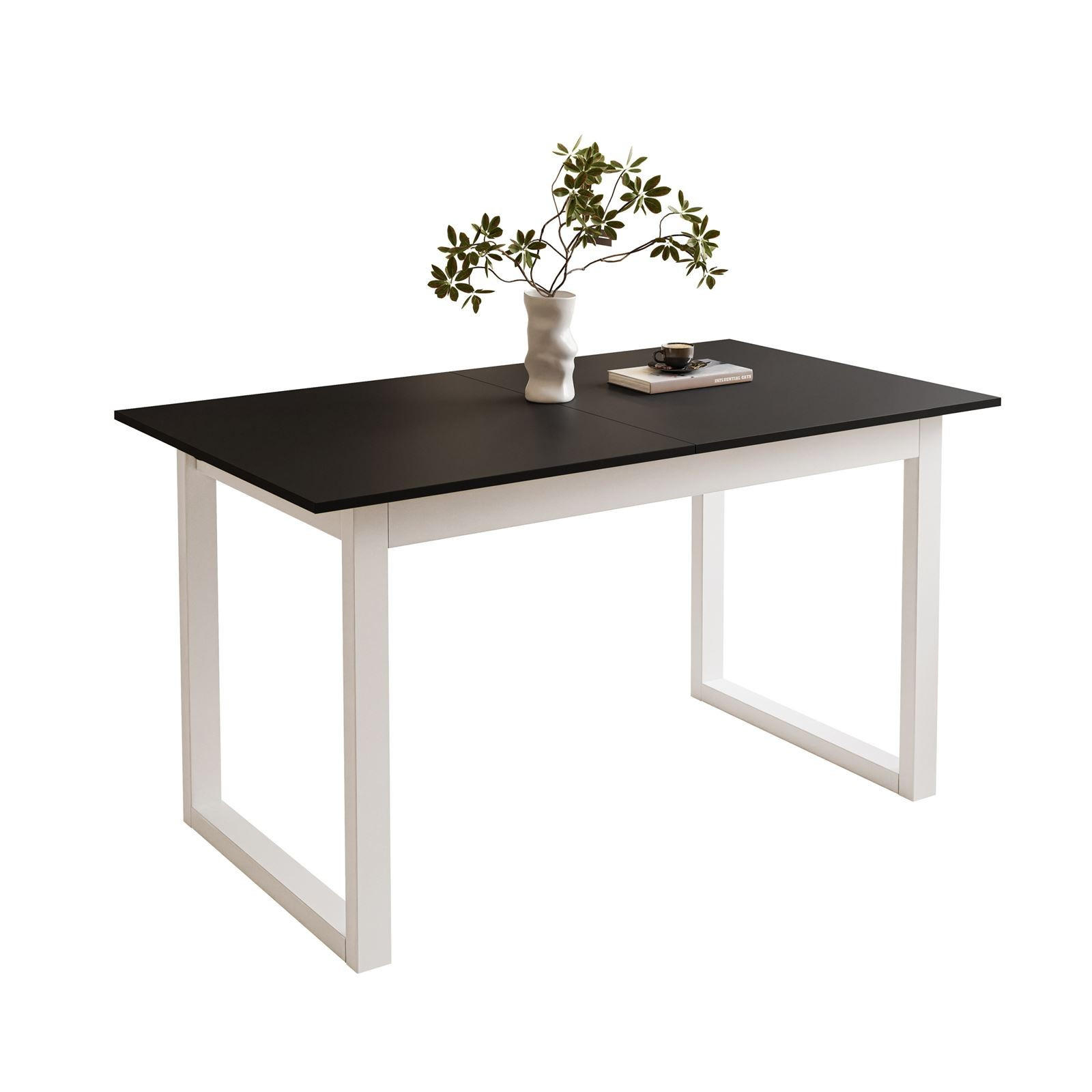 ESSTISCH ARTON II ausziehbarer Tisch 140-195 cm für 6-8 Personen - Schwarz/Weiß, Holzwerkstoff/Metall (140/80/77cm) - Lookway