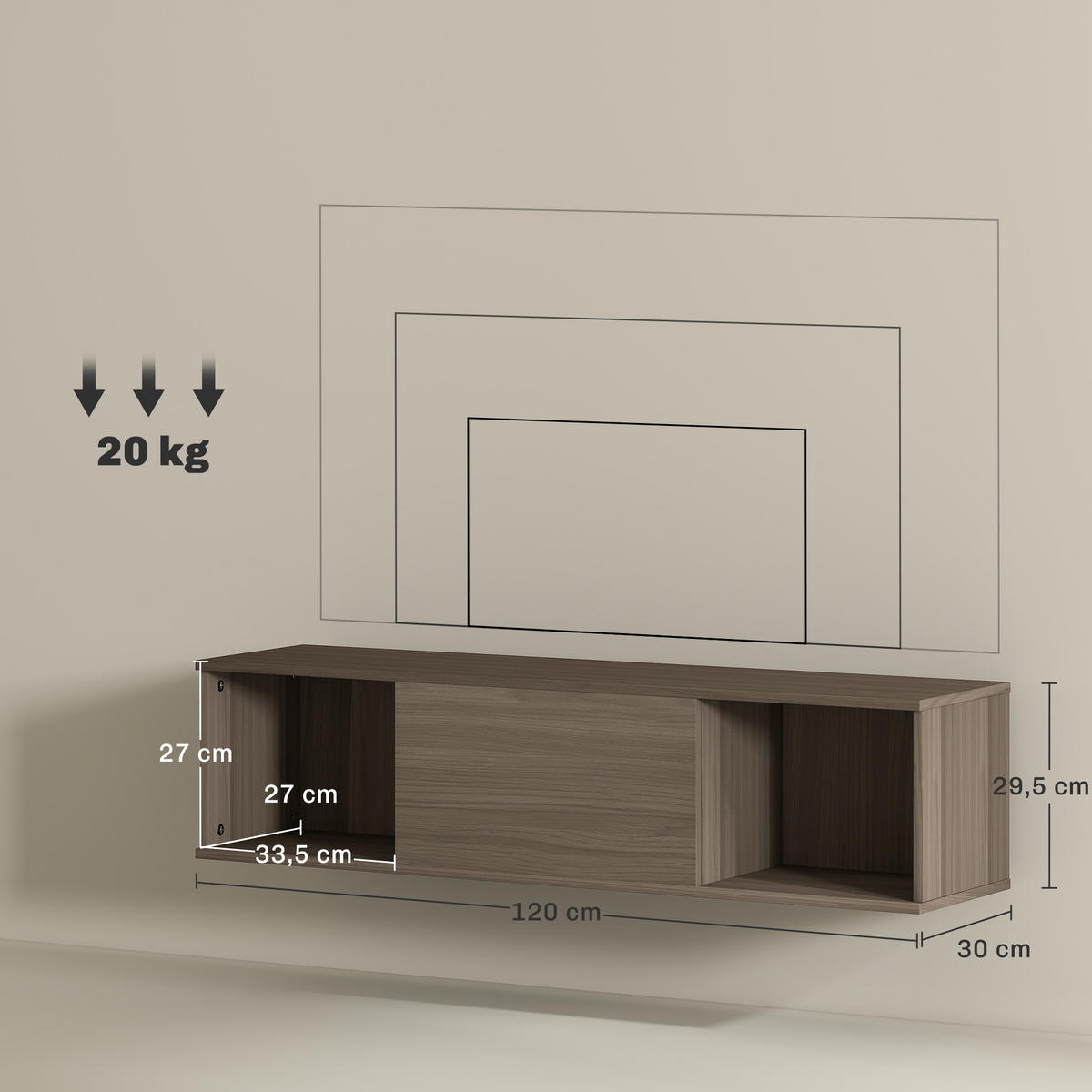TV-RACK Braun 1 Stück - Braun, Kunststoff (120/29.5/30cm) - GiPP