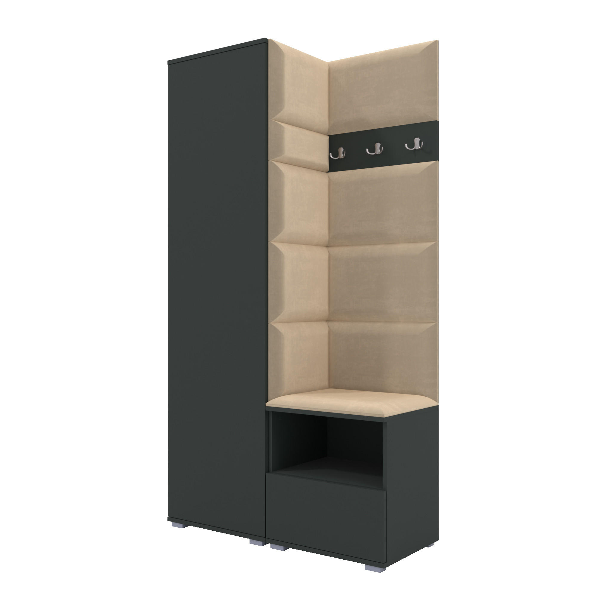 XXXLutz Garderoben-Set Graphit, Beige 100x187x40 cm
