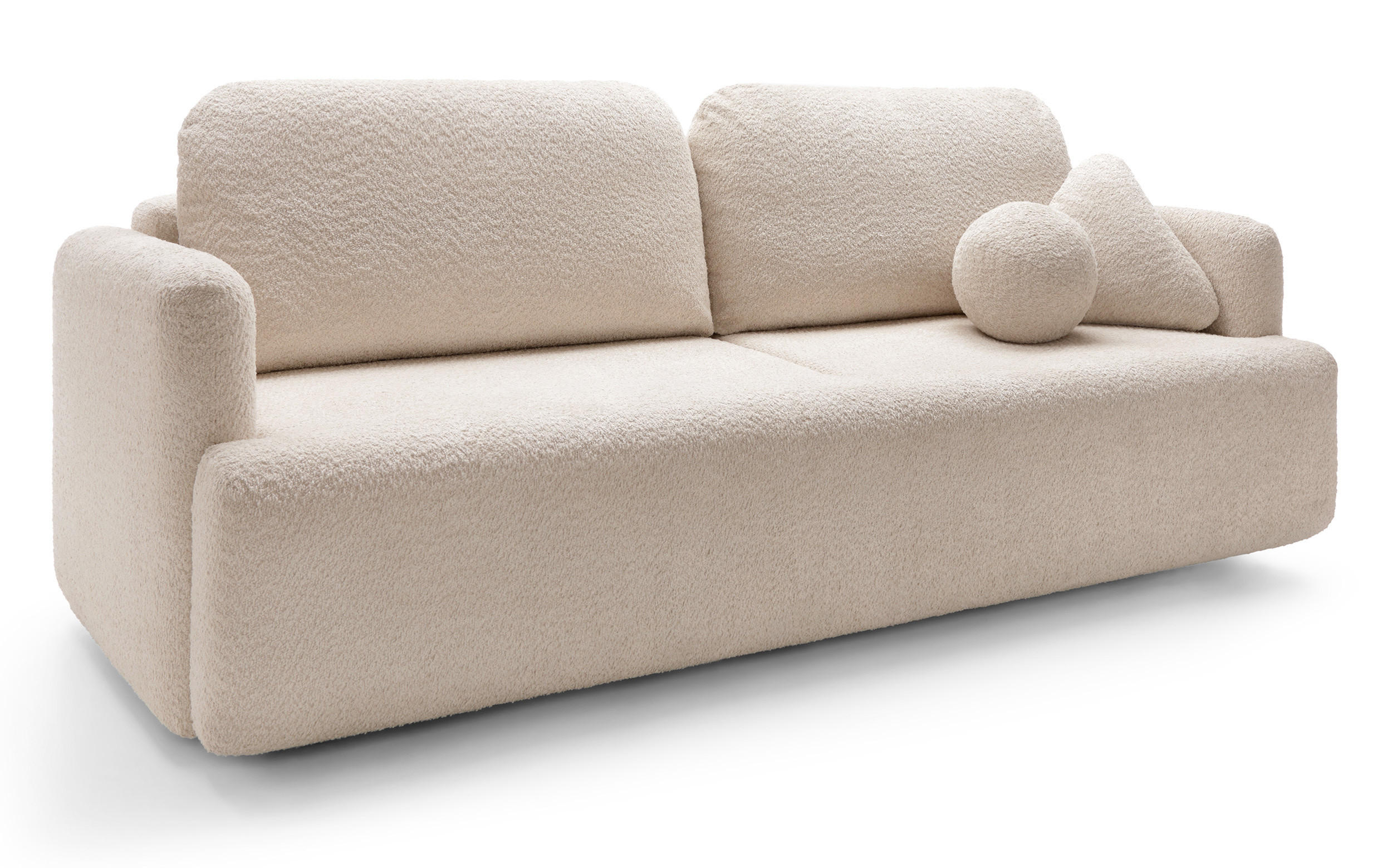 SCHLAFSOFA Lambina Beige Boucle - Beige/Schwarz, Kunststoff/Textil (227/92/104cm) - Selsey